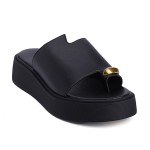 Fred flatforms με εφαρμογή toe ring, μαύρο