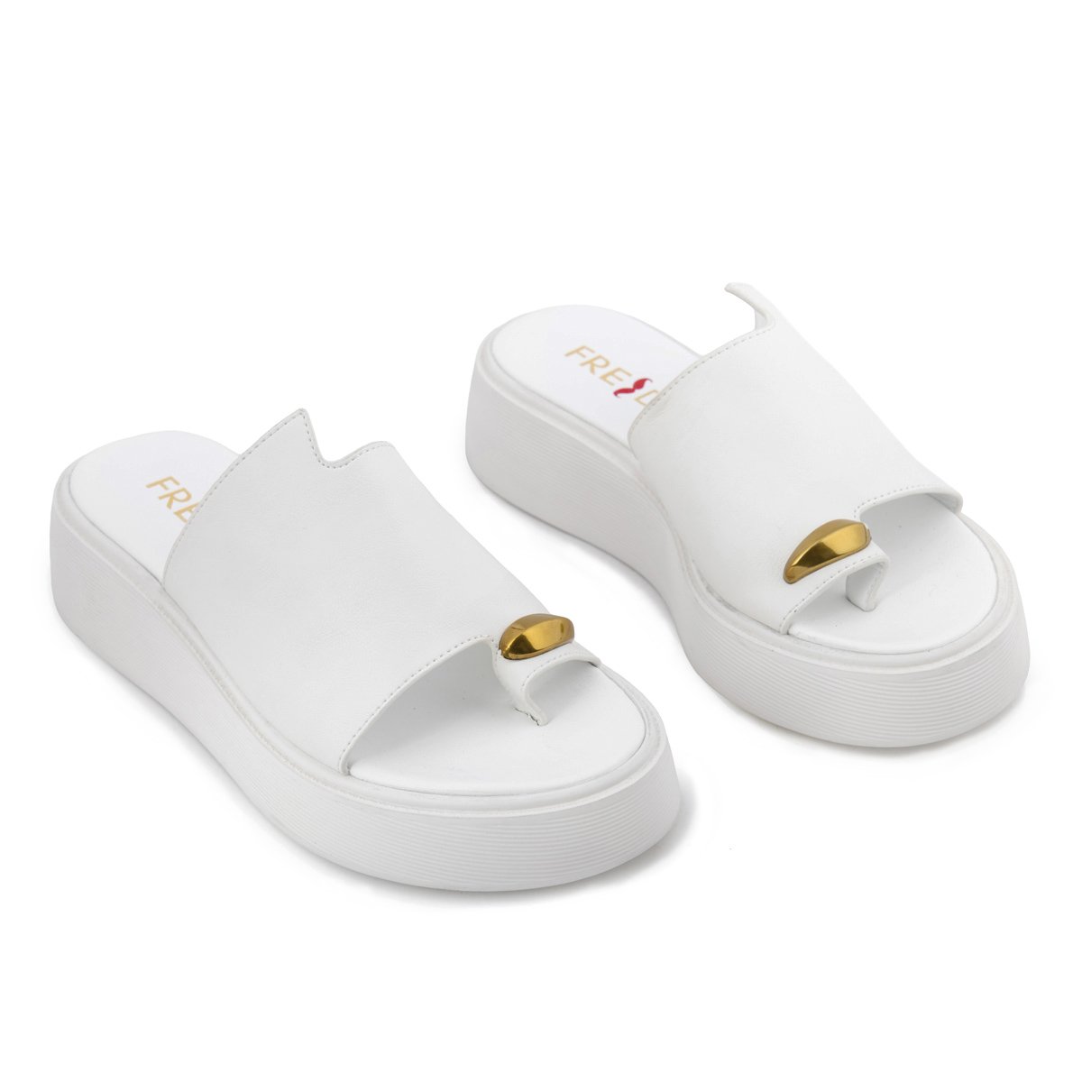 Fred flatforms με εφαρμογή toe ring, λευκό