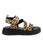 Λεοπαρ flatform Fred σανδάλια με φαρδιά λουράκια, μαύρο