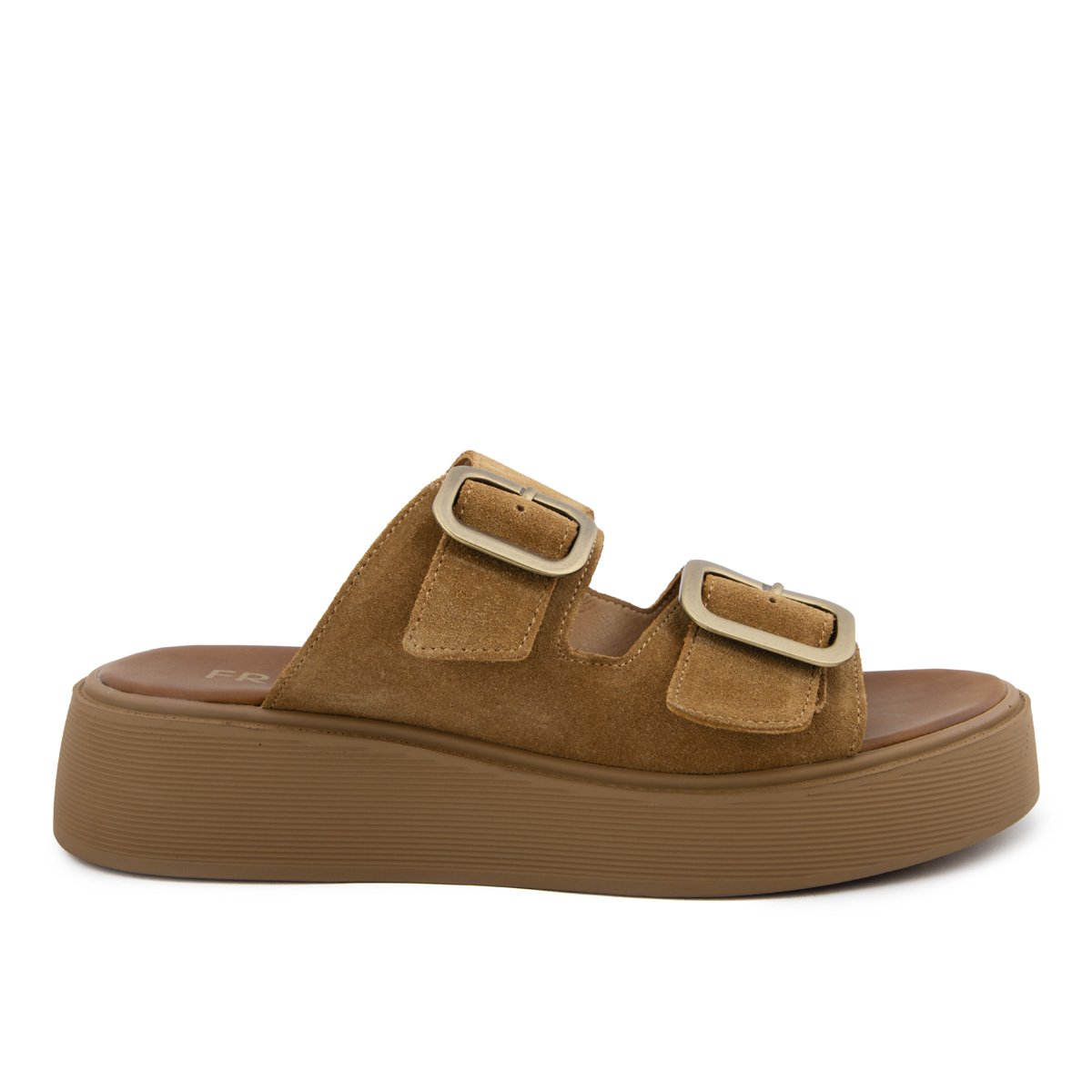 Fred suede flatforms με διπλή φάσα, κάμελ