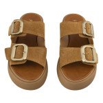 Fred suede flatforms με διπλή φάσα, κάμελ