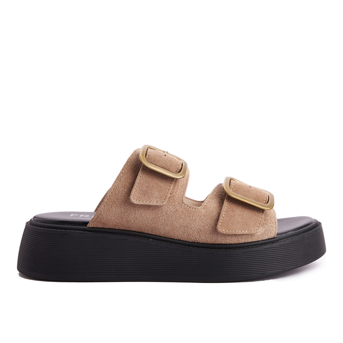 Fred suede flatforms με διπλή φάσα, σκούρο μπεζ