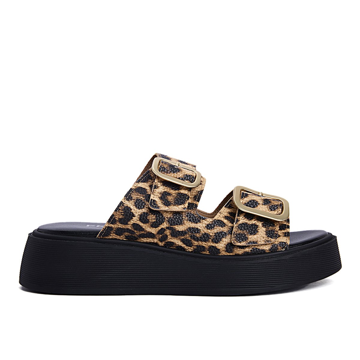 Fred δερμάτινα flatforms με διπλή φάσα, λεοπαρ