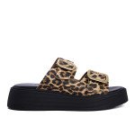 Fred δερμάτινα flatforms με διπλή φάσα, λεοπαρ