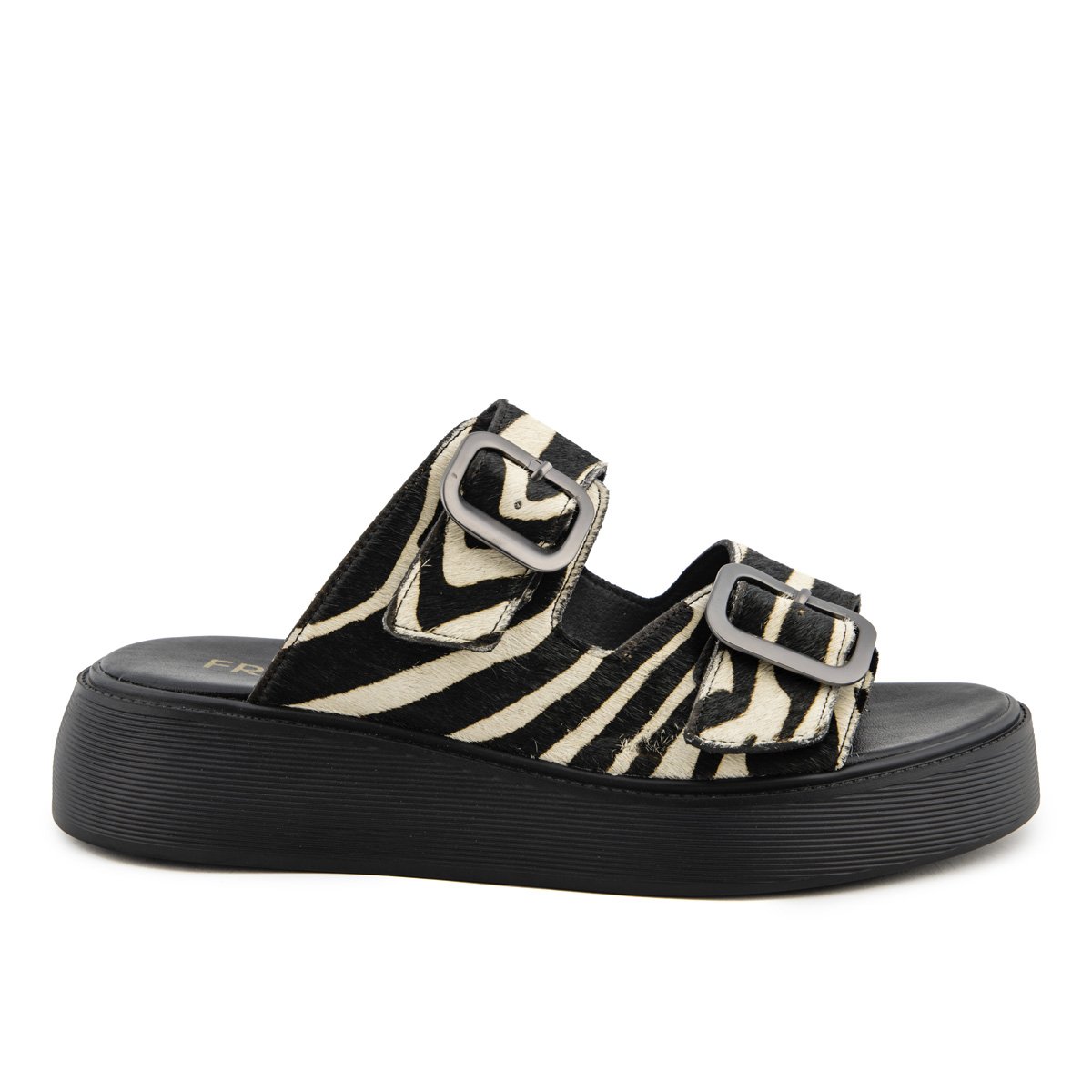Fred flatforms με διπλή φάσα και ιδιαίτερη υφή, ασπρόμαυρο