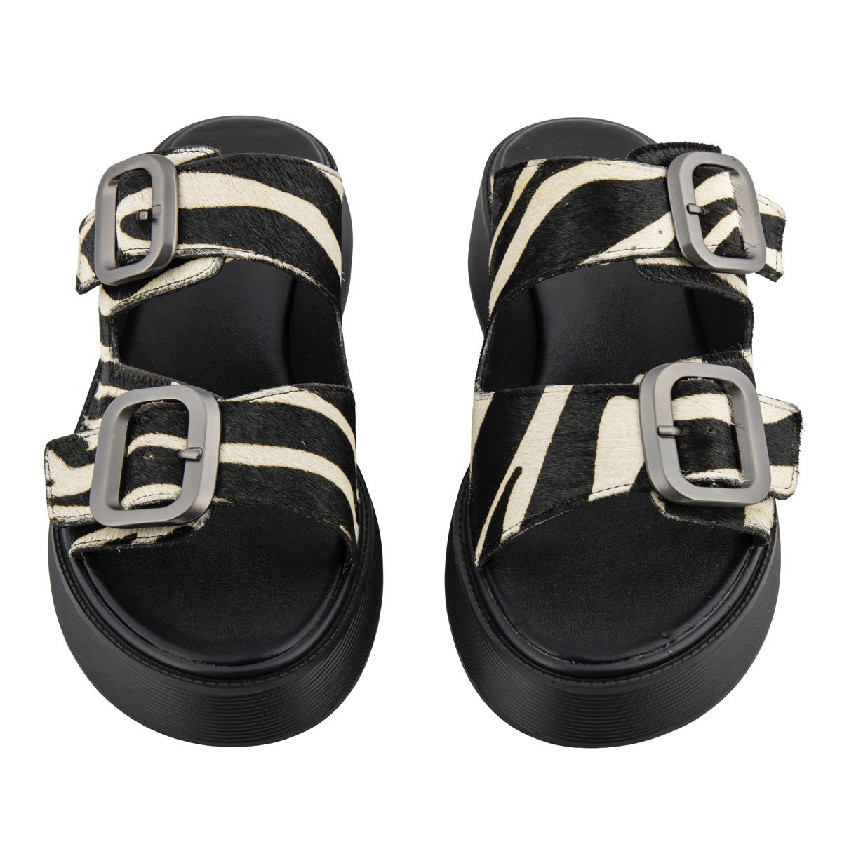 Fred flatforms με διπλή φάσα και ιδιαίτερη υφή, ασπρόμαυρο