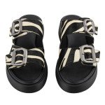 Fred flatforms με διπλή φάσα και ιδιαίτερη υφή, ασπρόμαυρο