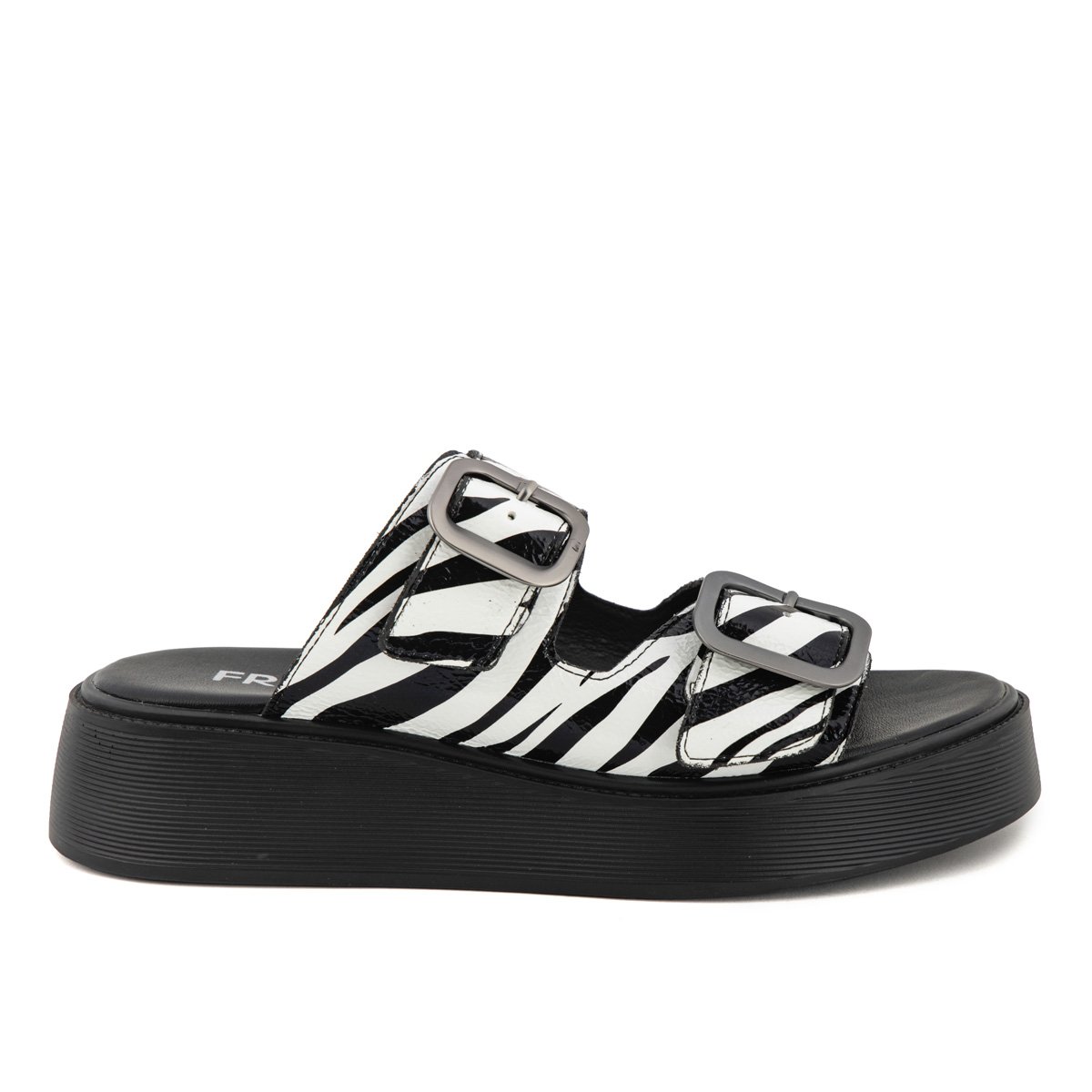Fred δερμάτινα flatforms με διπλή φάσα, ζεμπρα
