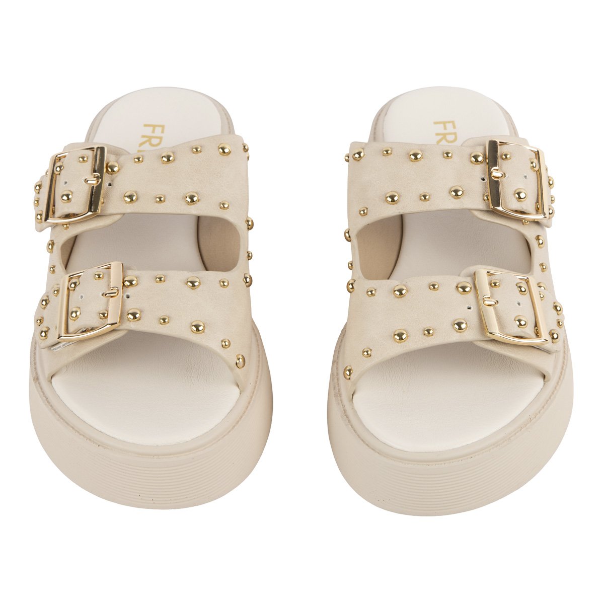 Δερμάτινα Fred flatforms με τρουκς, μπεζ
