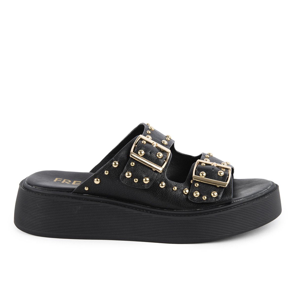 Δερμάτινα Fred flatforms με τρουκς, μαύρο