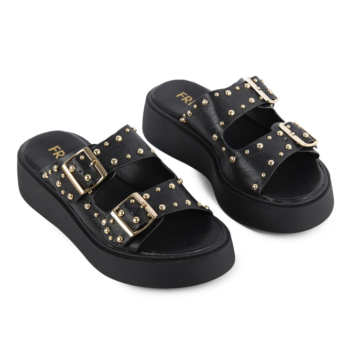 Δερμάτινα Fred flatforms με τρουκς, μαύρο