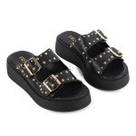 Δερμάτινα Fred flatforms με τρουκς, μαύρο