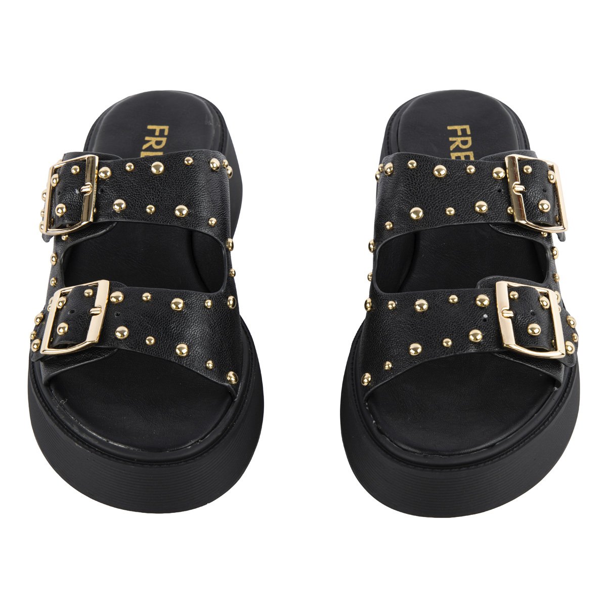 Δερμάτινα Fred flatforms με τρουκς, μαύρο