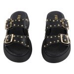 Δερμάτινα Fred flatforms με τρουκς, μαύρο