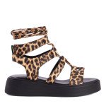 Fred δερμάτινα lace up flatforms, λεοπαρ