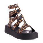 Fred δερμάτινα lace up flatforms, λεοπαρ