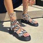Fred δερμάτινα lace up flatforms, ζεμπρα