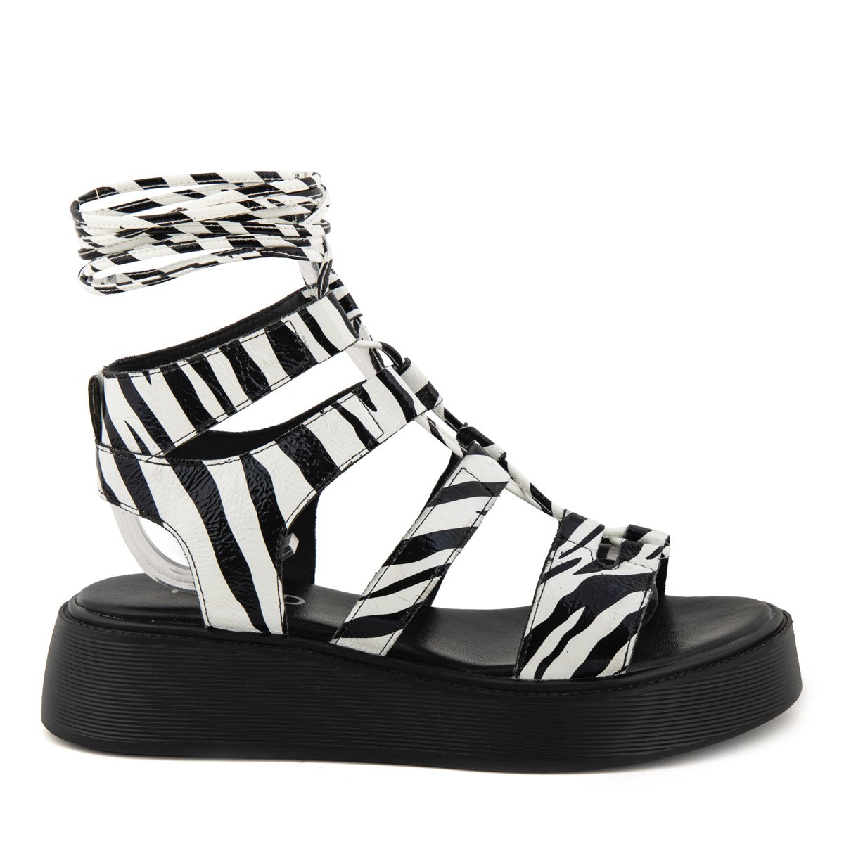 Fred δερμάτινα lace up flatforms, ζεμπρα