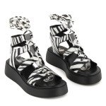 Fred δερμάτινα lace up flatforms, ζεμπρα