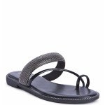 Εντυπωσιακά φλατ σανδάλια με toe ring, μαύρο