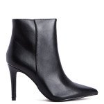 Μαύρα γυναικεία ankle boots με λεπτό τακούνι